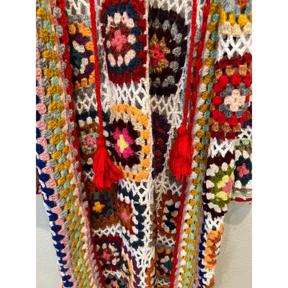 SAACHI Granny Hooded Square Crochet Ruana kimono cardigan One Size - Picture 8 of 11